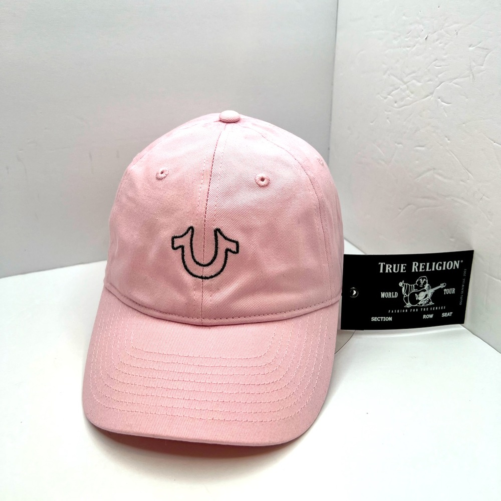 TRUE RELIGION UNISEX CAP/HAT, THE COLOR IS "PINK/GREY,” ADJUSTABLE BACK STRAP